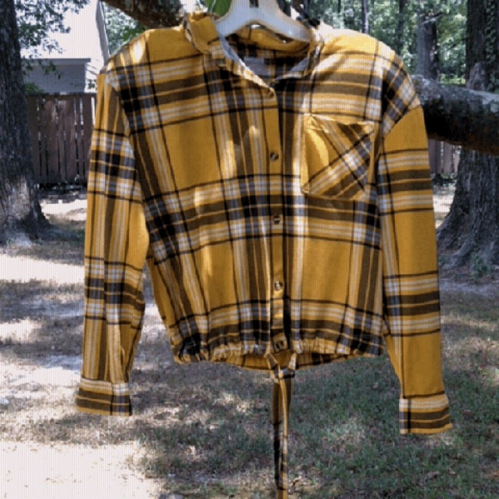 No Boundaries Yellow Plaid Kids/ Teens Blouse